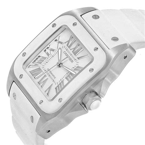 cartier santos 100 white rubber|cartier santos 100 price list.